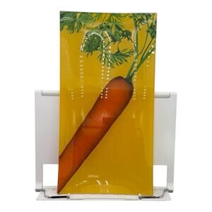 Prima Designs USA Glass Platter Serving Dish Carrot Vegetable Theme 14" x 8" EUC